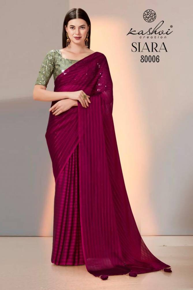 Siara 80001-80008 By Kashvi Plain Party Wear Sarees Catalog